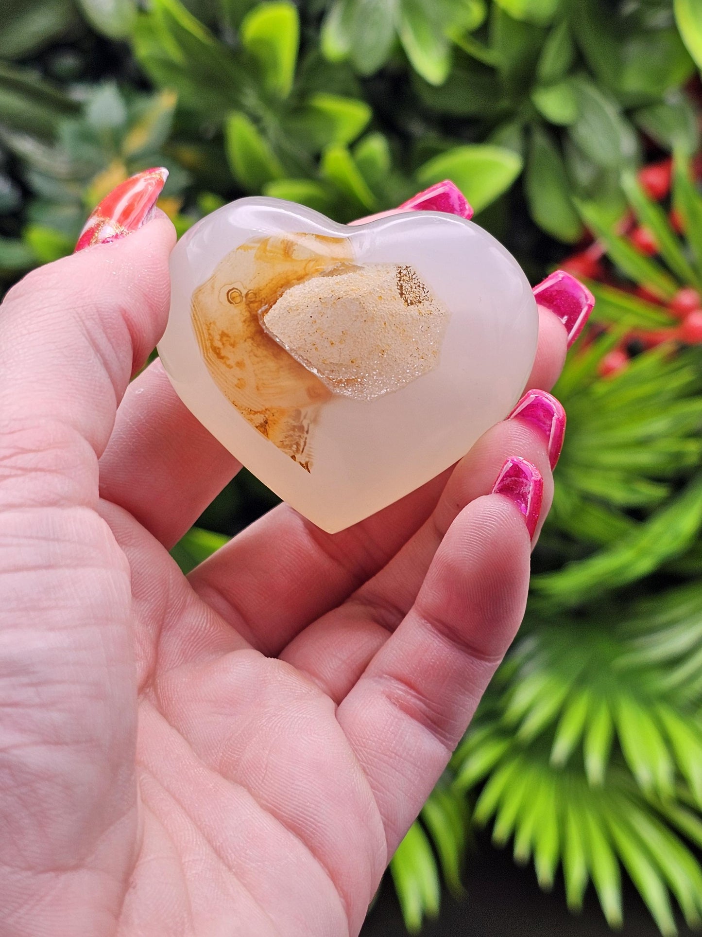 White Druzy Heart Crystal