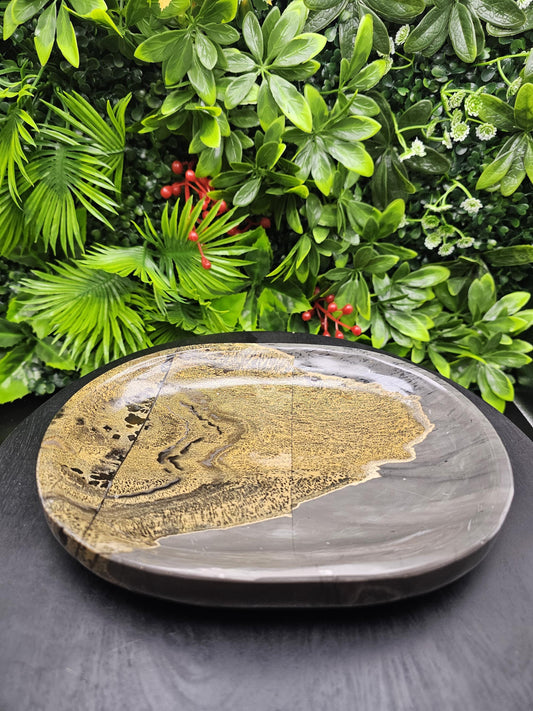 Large Picture Jasper Plate: Dendritic Landscape Decor Tray